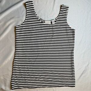 Chico’s Black & White Striped Tank Top Sleeveless Size 1 (Medium)